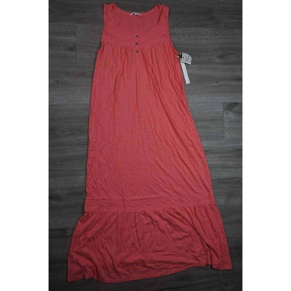 New Caslon Henley Tank Maxi Dress Pink Heather Cotton Modal Jersey Women's Small